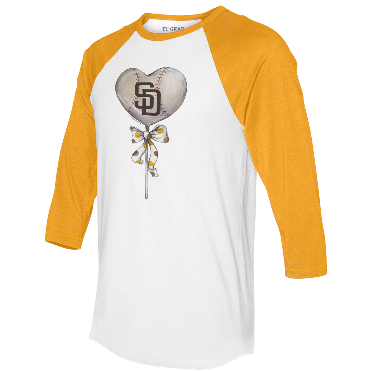 San Diego Padres Tiny Turnip Girls Youth Baseball Tiara Heart Fringe T-Shirt  - White