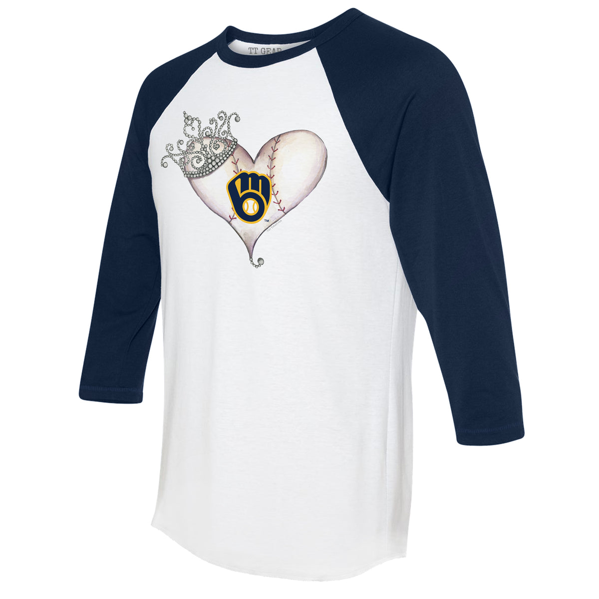 Milwaukee Brewers Tiny Turnip Infant Stacked Raglan 3/4 Sleeve T-Shirt -  White/Black