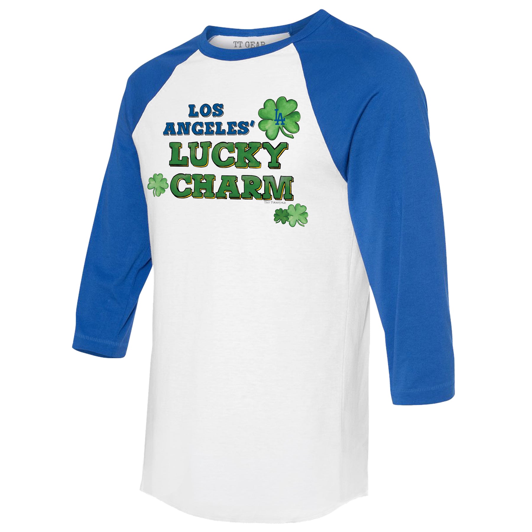 Los Angeles Dodgers Lucky Charm 3/4 Royal Blue Sleeve Raglan Unisex XL