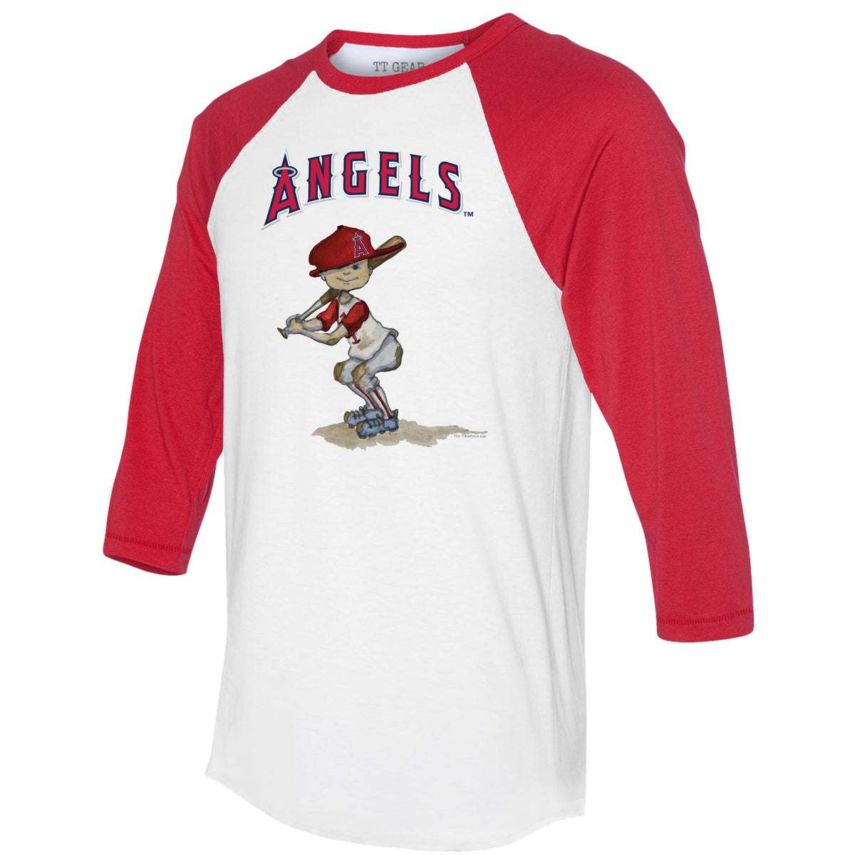 Los Angeles Angels Sundae Helmet 3/4 Red Sleeve Raglan Unisex 2XL