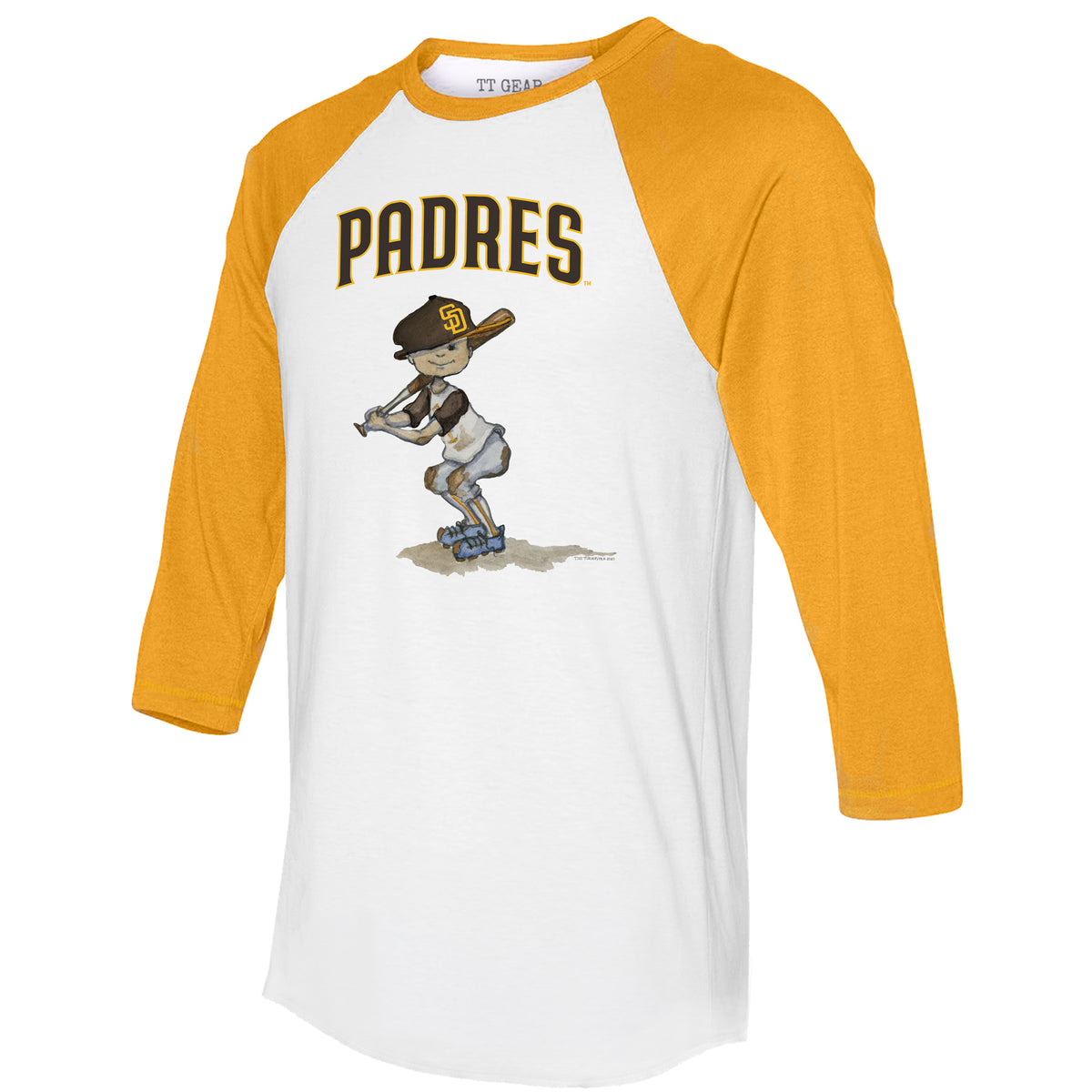 Women's Tiny Turnip White/Black San Diego Padres Slugger 3/4-Sleeve Raglan T-Shirt Size: Extra Small