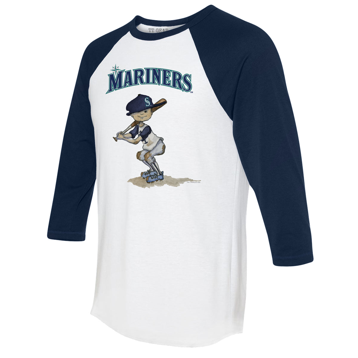 Seattle Mariners Tiny Turnip Toddler Slugger 3/4-Sleeve Raglan T