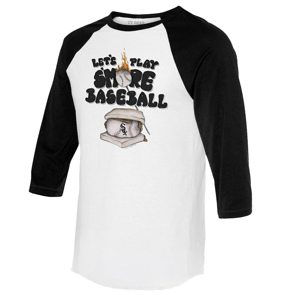 Women's Tiny Turnip White/Black Chicago White Sox Lucky Charm 3/4-Sleeve Raglan T-Shirt Size: Small