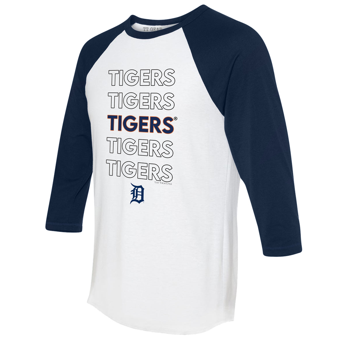 Lids Detroit Tigers Tiny Turnip Infant Dirt Ball Raglan 3/4 Sleeve T-Shirt  - White/Navy