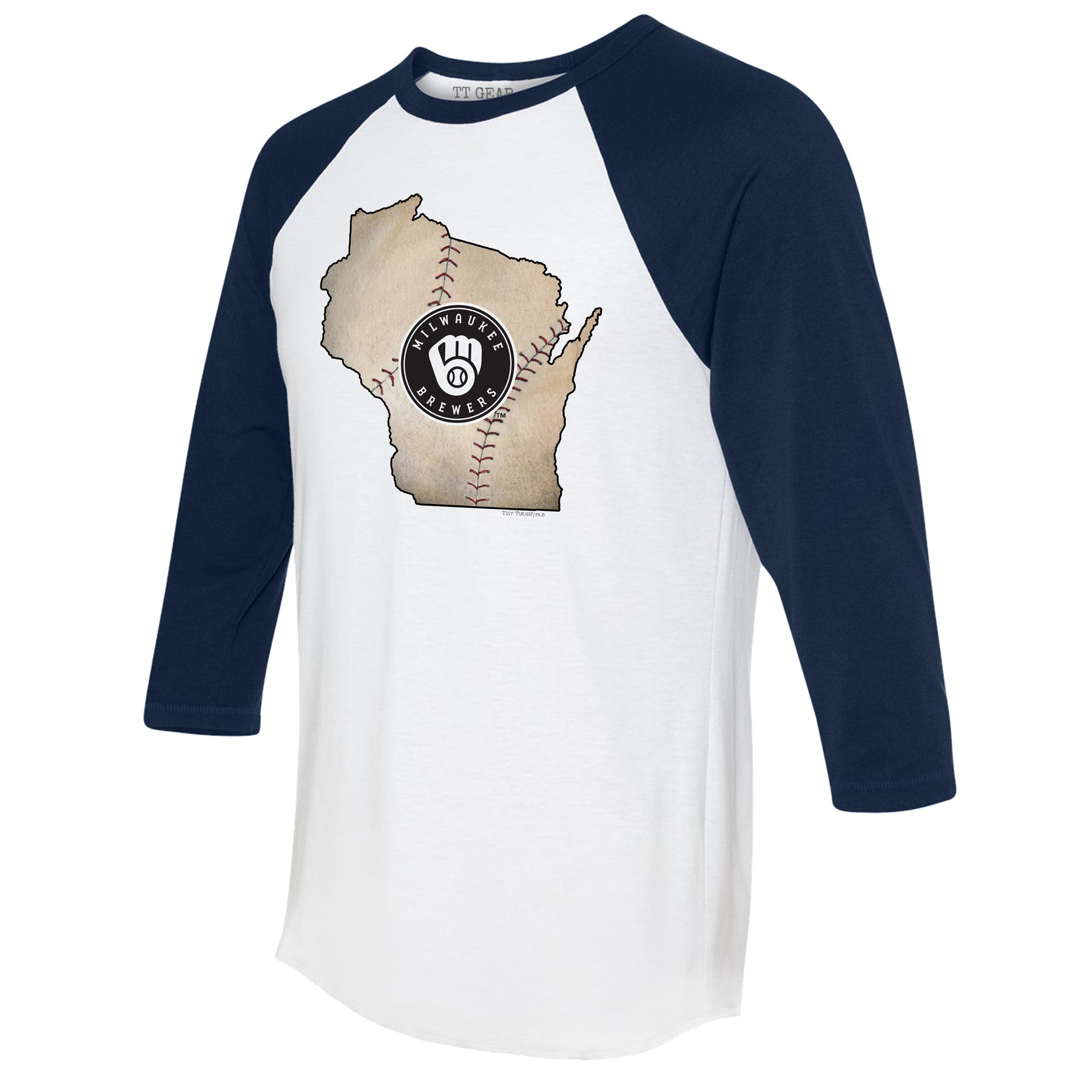 Milwaukee Brewers Tiny Turnip Youth TT Rex 3/4-Sleeve Raglan T