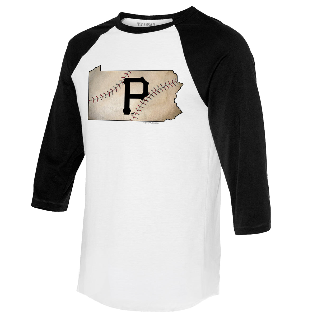 Pittsburgh Pirates Tiny Turnip Youth Baseball Love Raglan 3/4 Sleeve T-Shirt  - White/Black