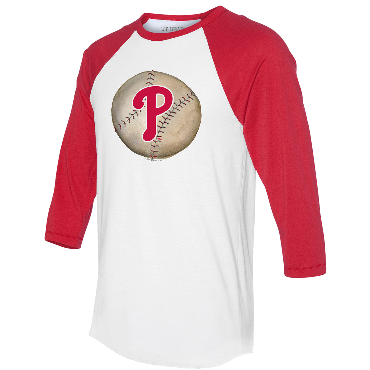 Philadelphia Phillies Baseball Pow 3/4 Red Sleeve Raglan Unisex S