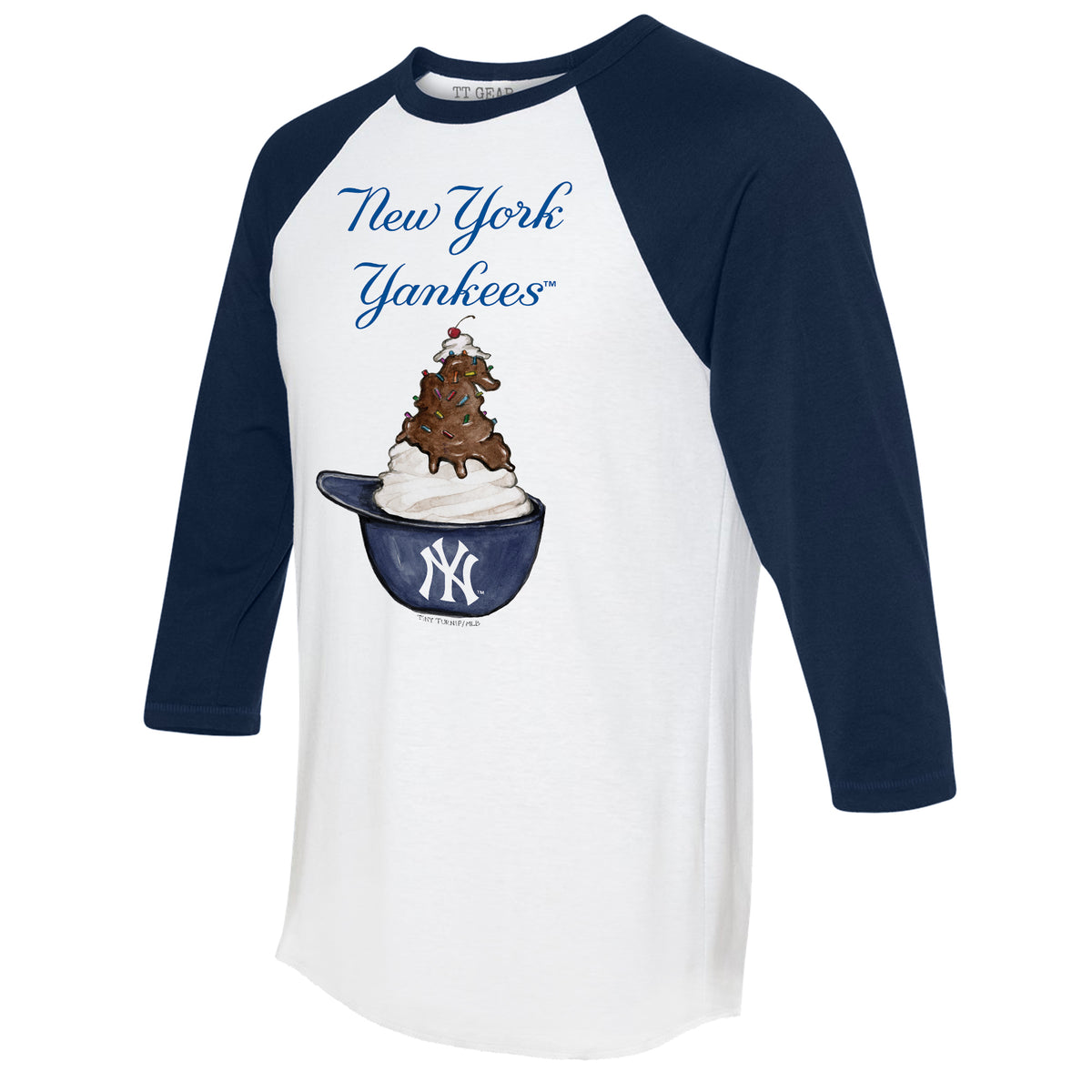 New York Yankees Stitched Baseball 3/4 Navy Blue Sleeve Raglan 3T