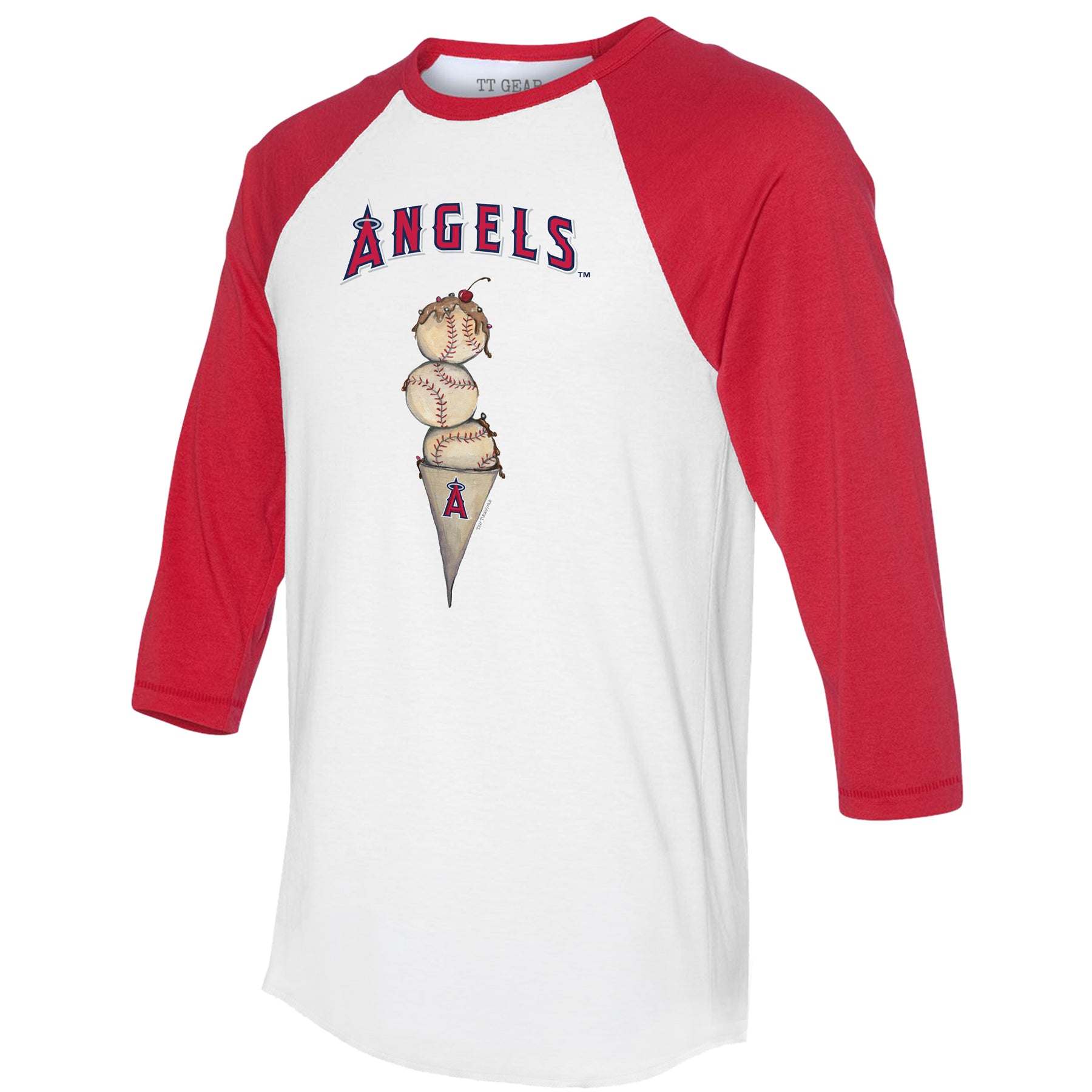 Infant Tiny Turnip White/Red Boston Red Sox Triple Scoop Raglan 3/4 Sleeve T-Shirt