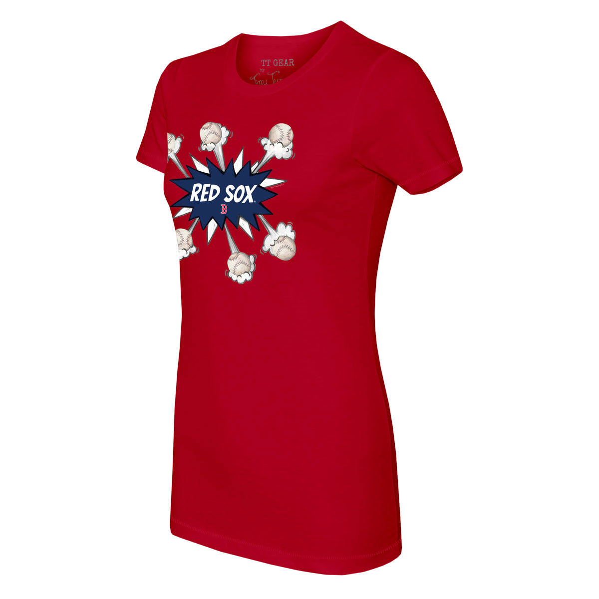 Tiny Turnip Boston Red Sox Baseball Bow Tee Shirt Women's Medium / Red
