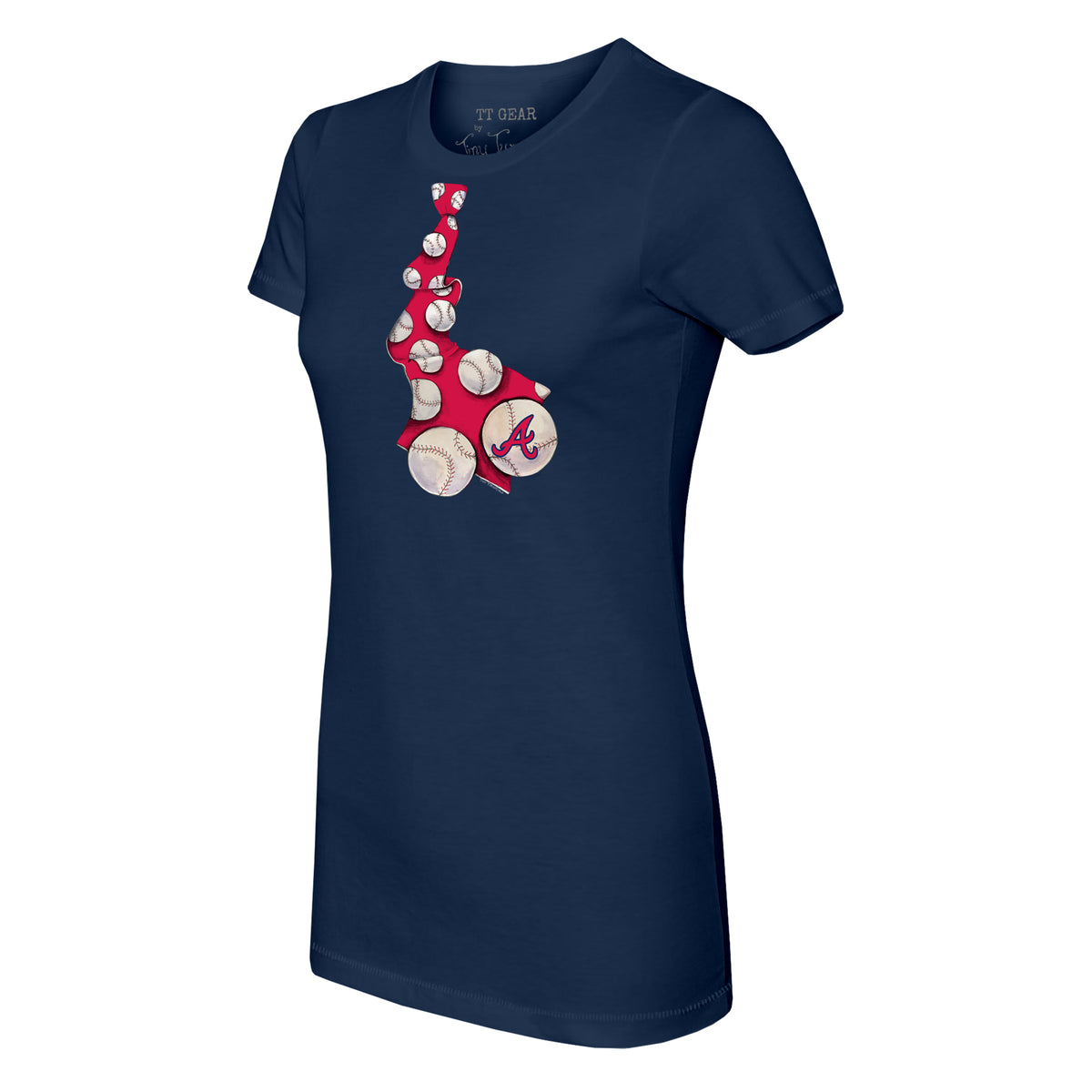 Women's Tiny Turnip Navy Houston Astros Baseball Bow T-Shirt