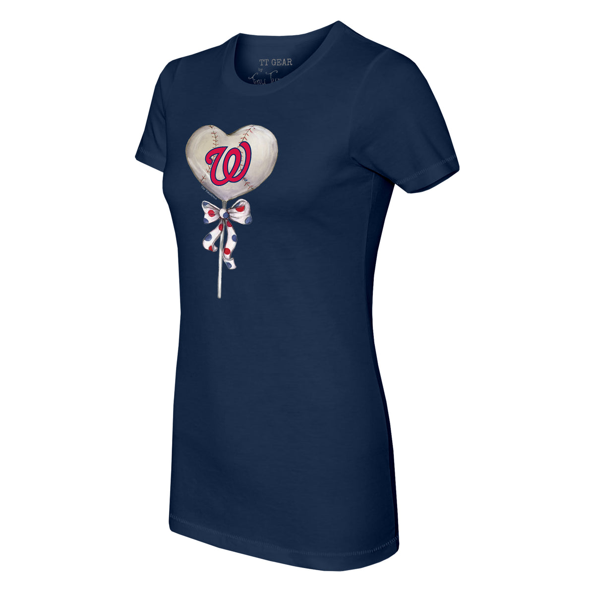 Washington Nationals Heart Bat Tee Shirt Women's XS / Navy Blue