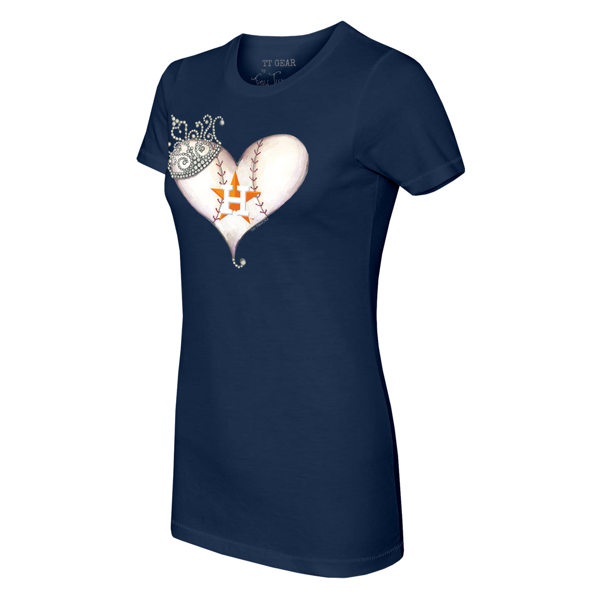 Atlanta Braves Baseball Heart Banner Tee Shirt Women's XL / Navy Blue