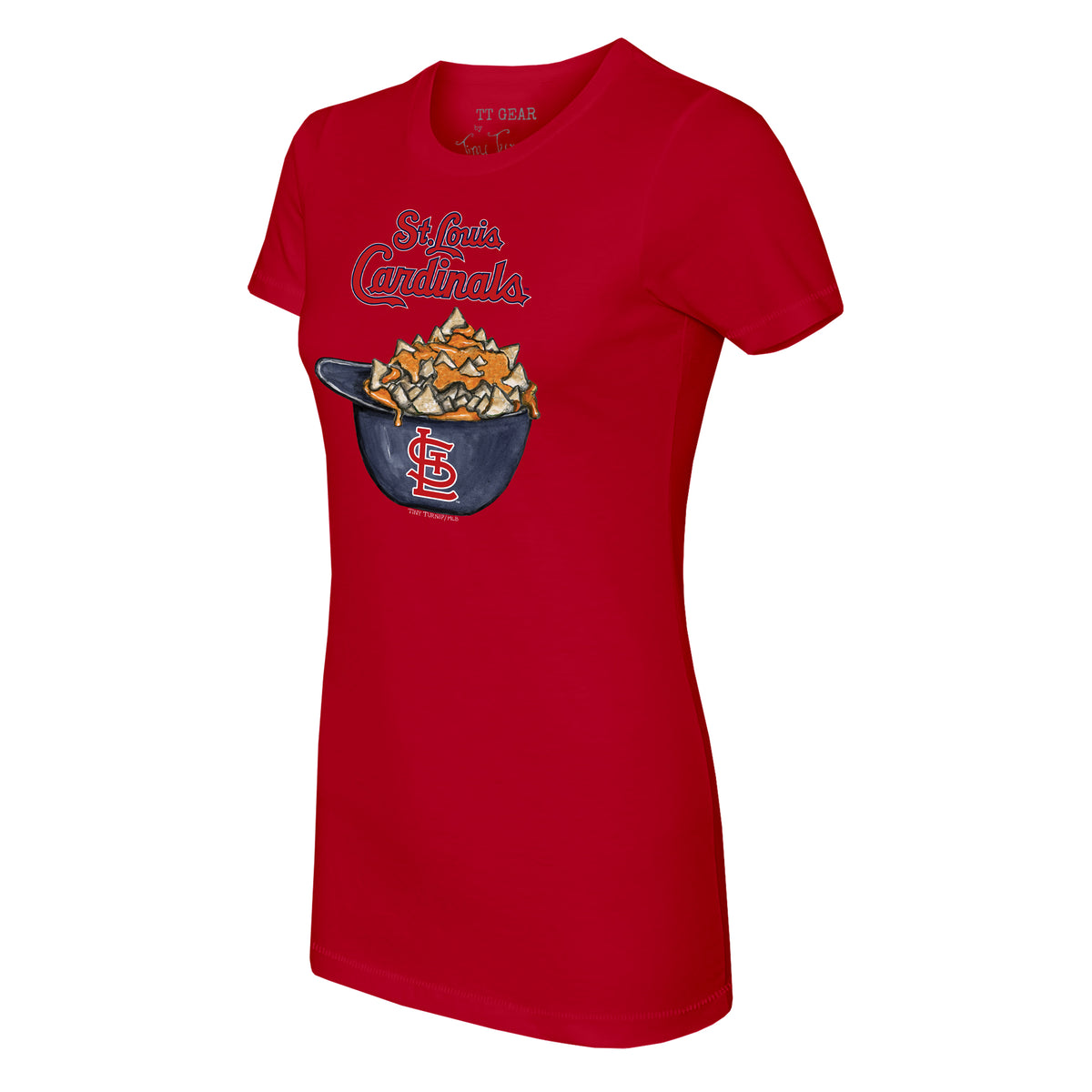 St. Louis Cardinals Tiny Turnip Women's Sundae Helmet T-Shirt - Red