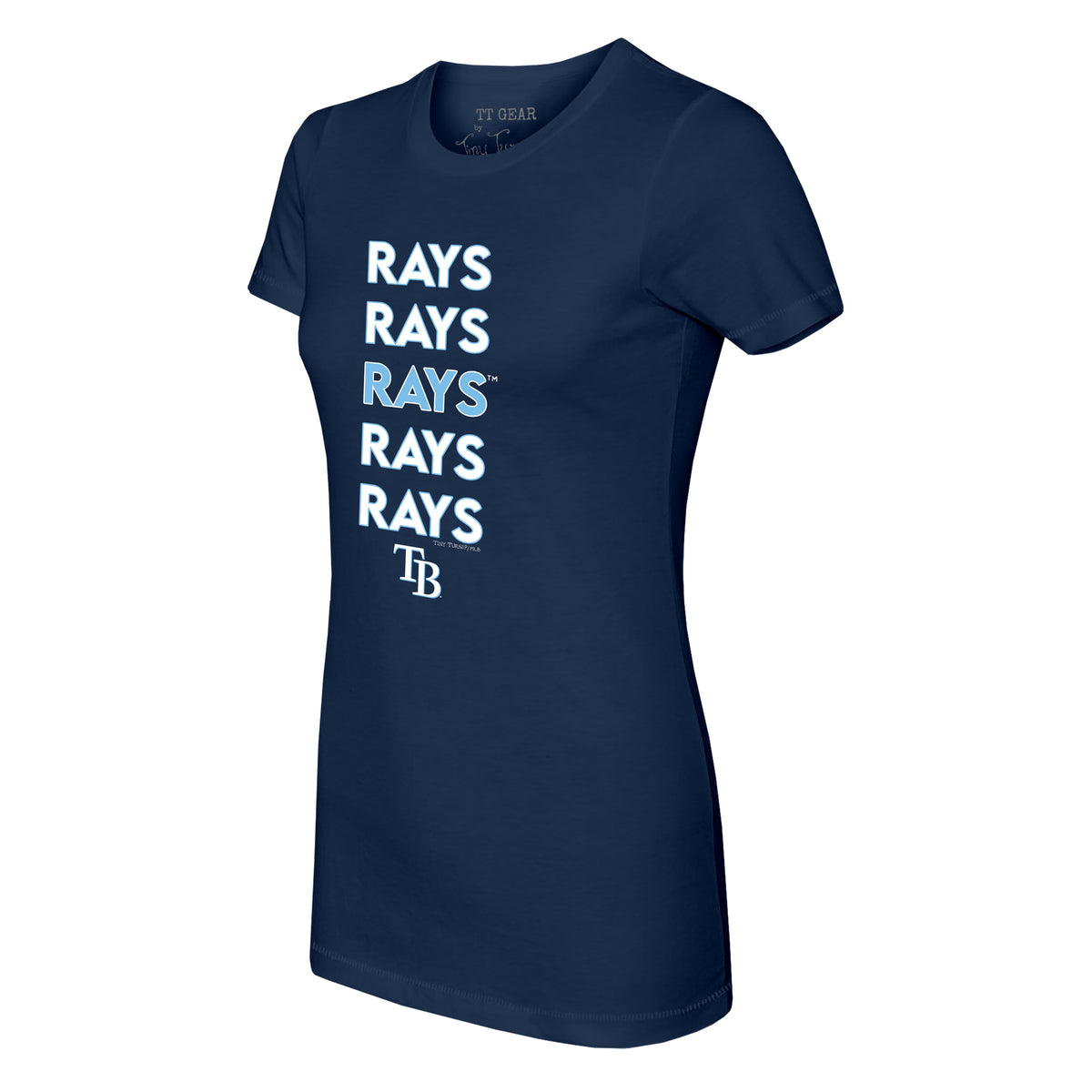 Youth Tiny Turnip White/Navy Tampa Bay Rays Stacked 3/4-Sleeve Raglan T-Shirt Size: Extra Large