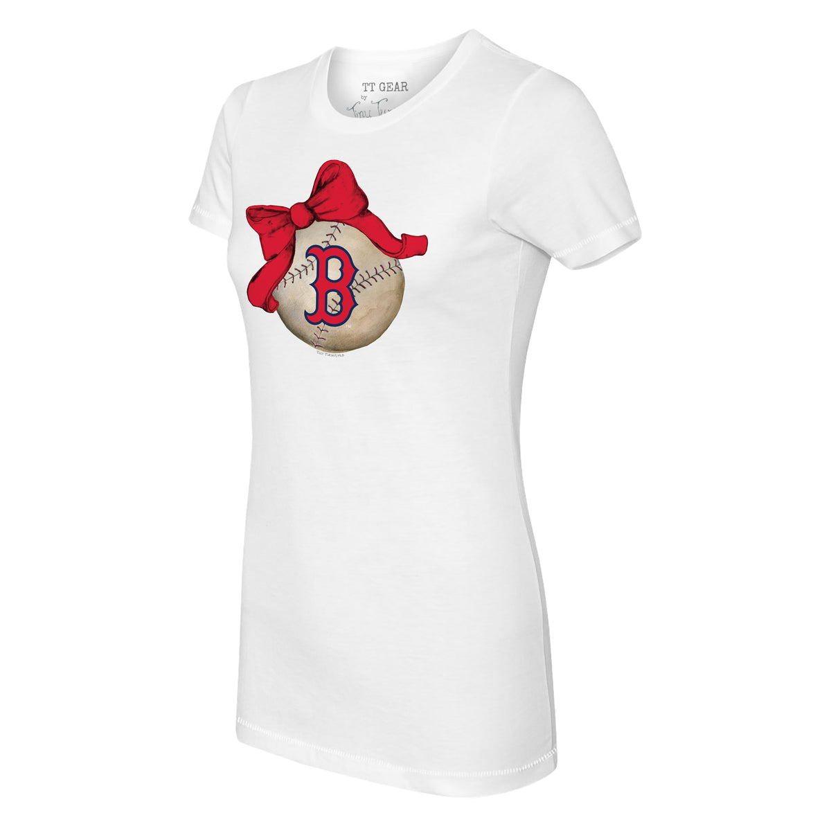 TinyTurnip Boston Red Sox Baseball Bow 3/4 Red Sleeve Raglan Unisex XL