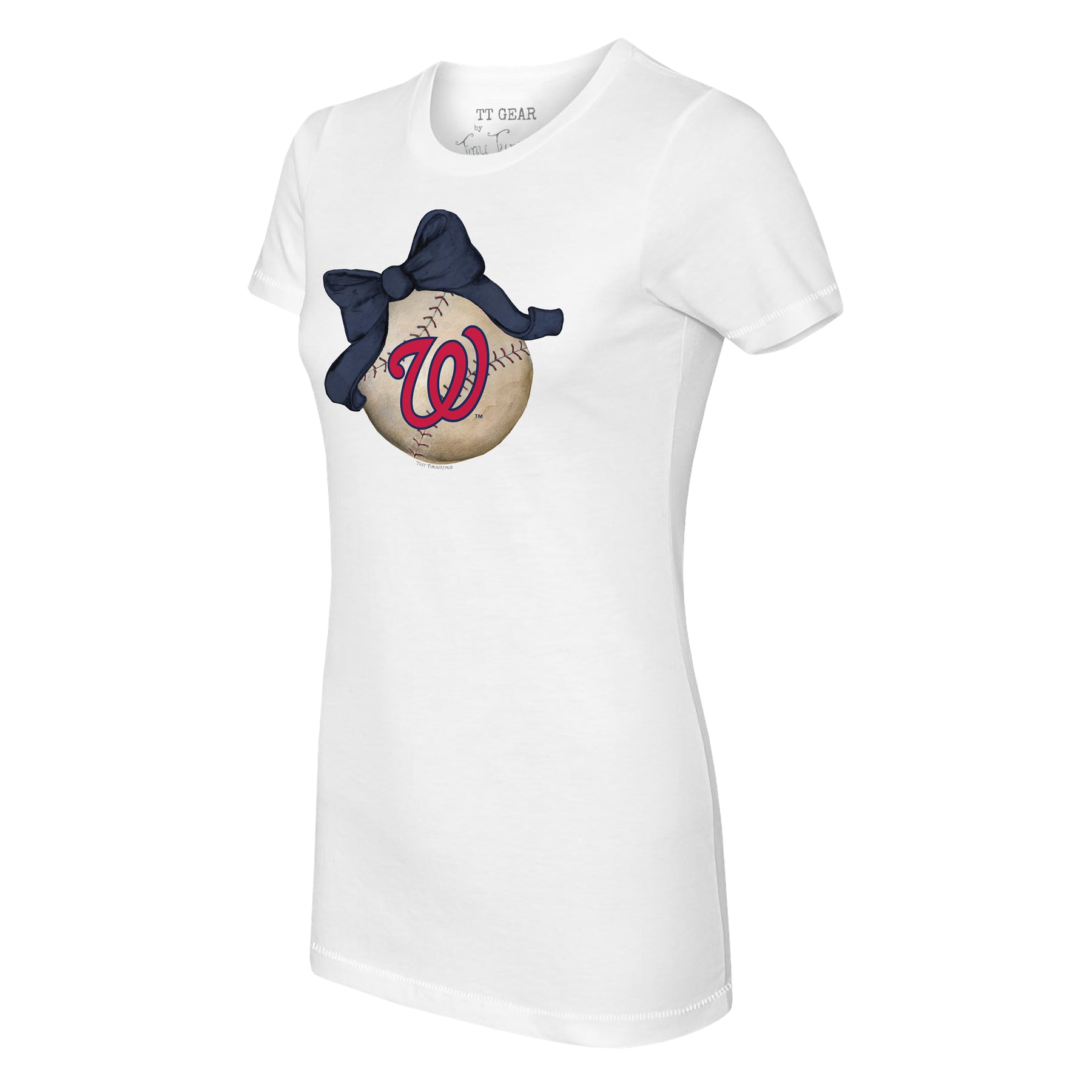 Washington Nationals Baseball Bow Tee Shirt Youth XL (12-14) / White