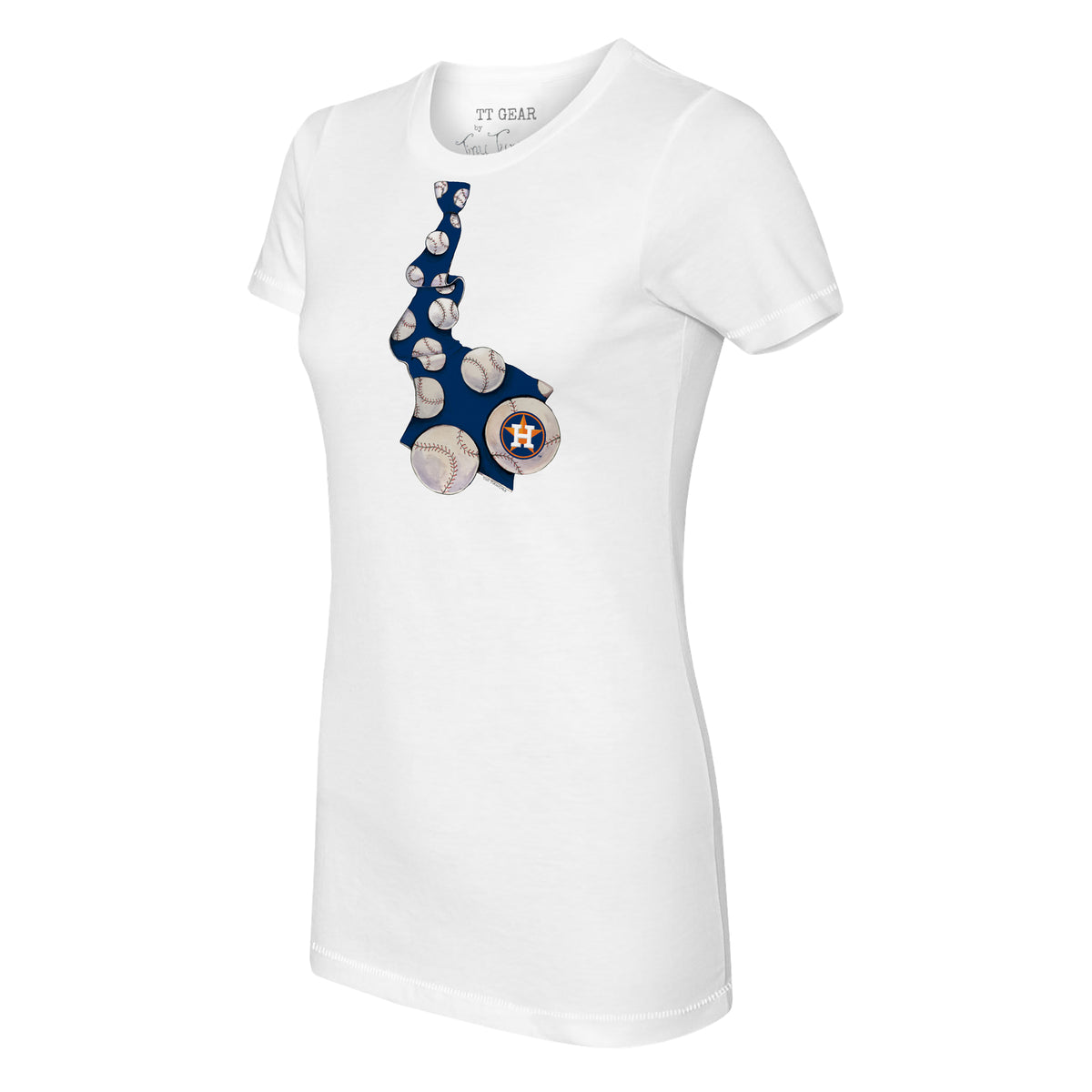 Women's Tiny Turnip White Houston Astros Heart Lolly T-Shirt Size: Medium