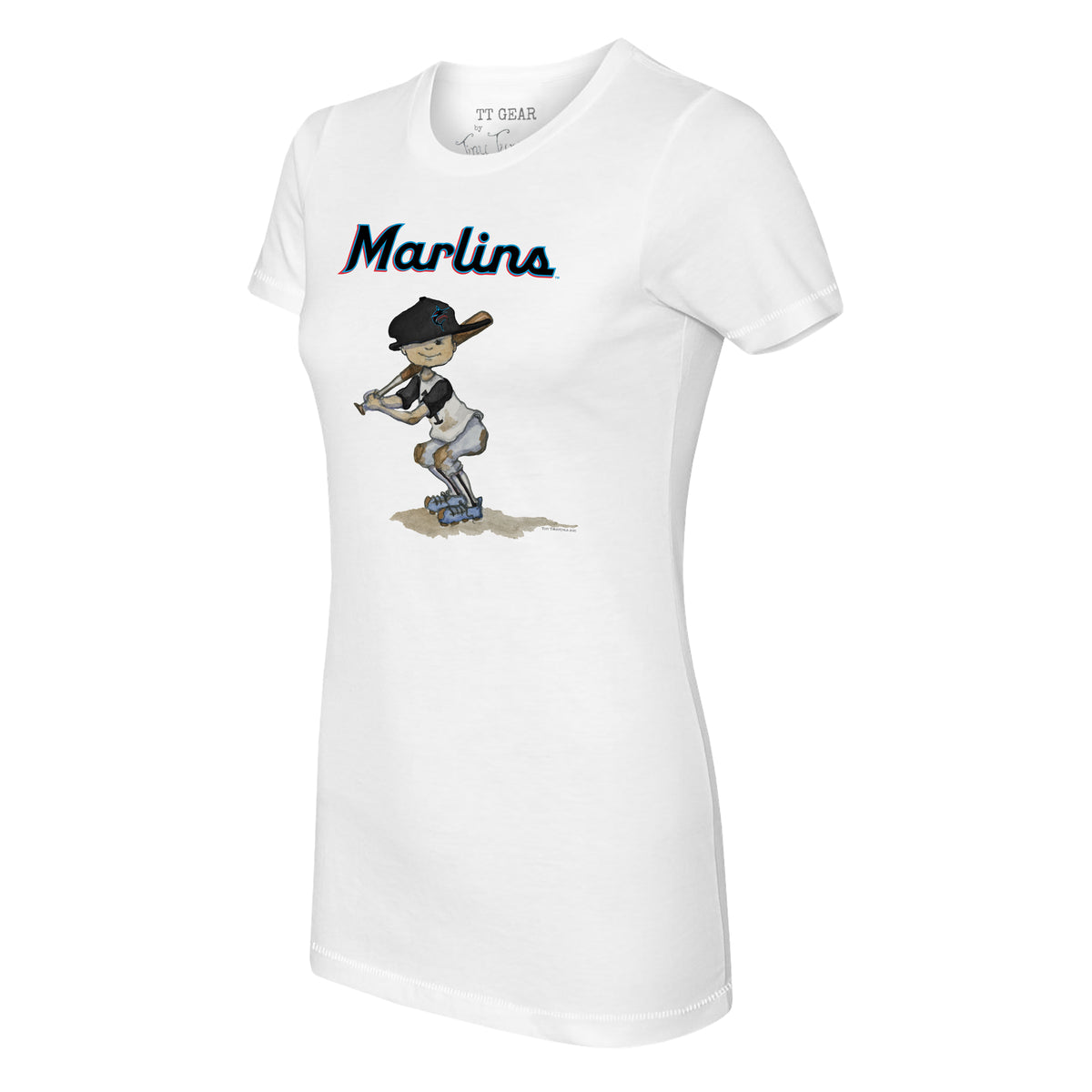 Tiny Turnip Miami Marlins Stega Tee Shirt Women's Medium / White