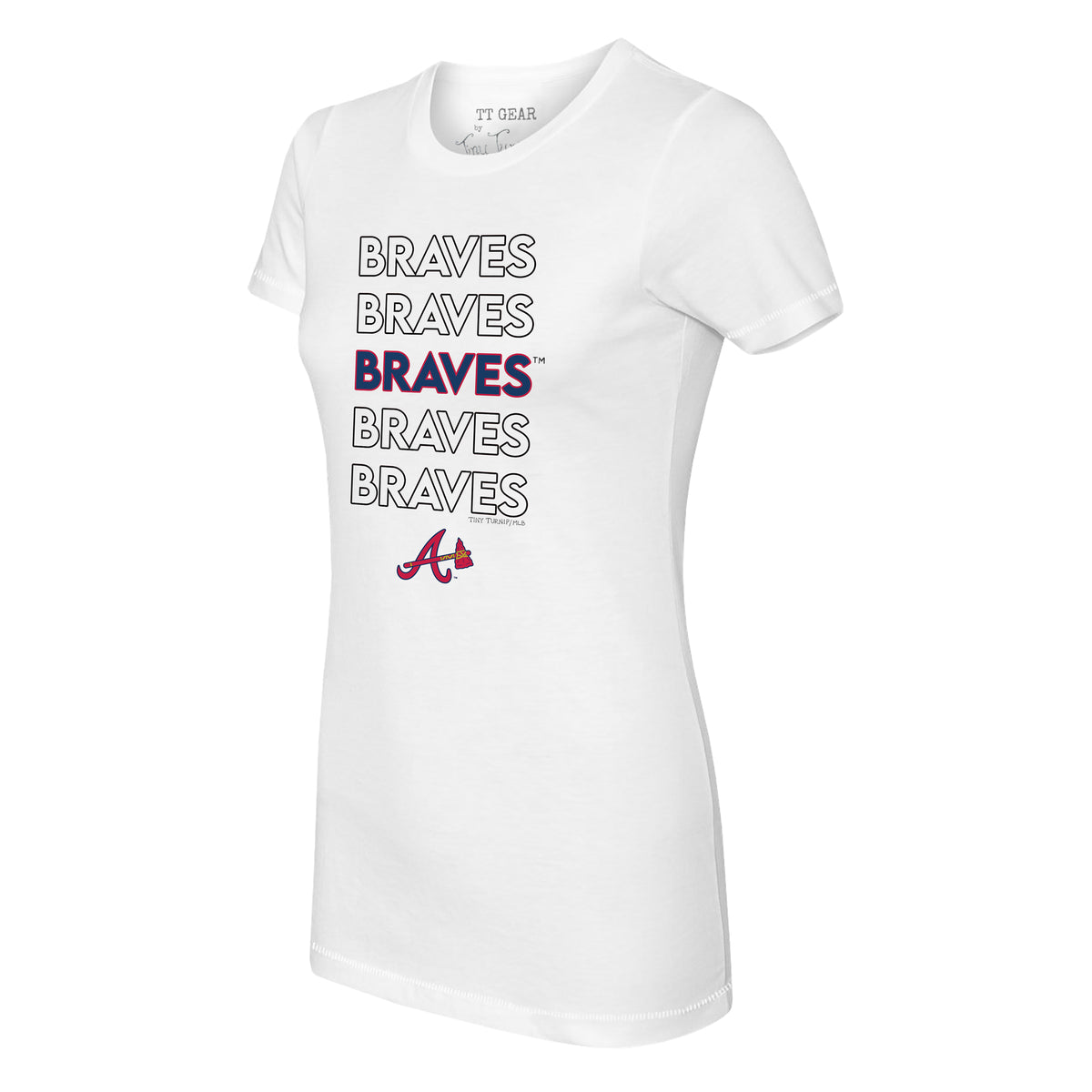 Atlanta Braves Tiny Turnip Women's Baseball Bow 3/4-Sleeve