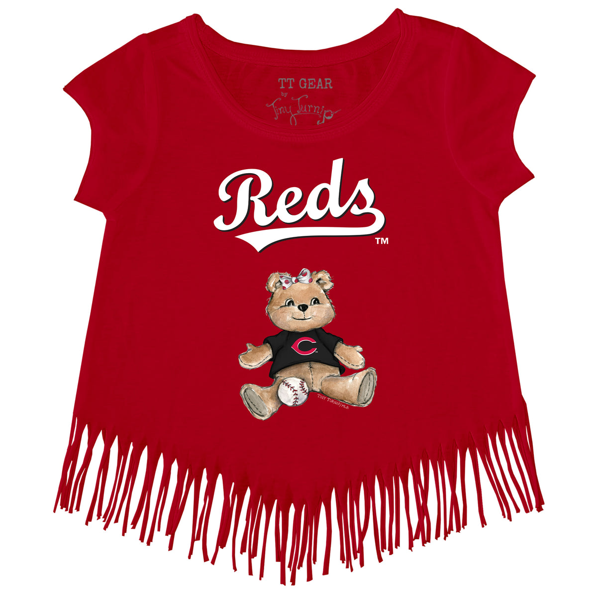 Infant Tiny Turnip White Cincinnati Reds Girl Teddy T-Shirt