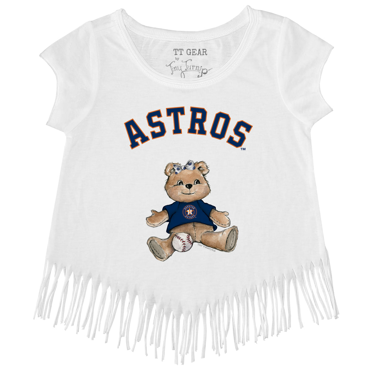 Houston Astros Tiny Turnip Infant Baseball Bow T-Shirt - White