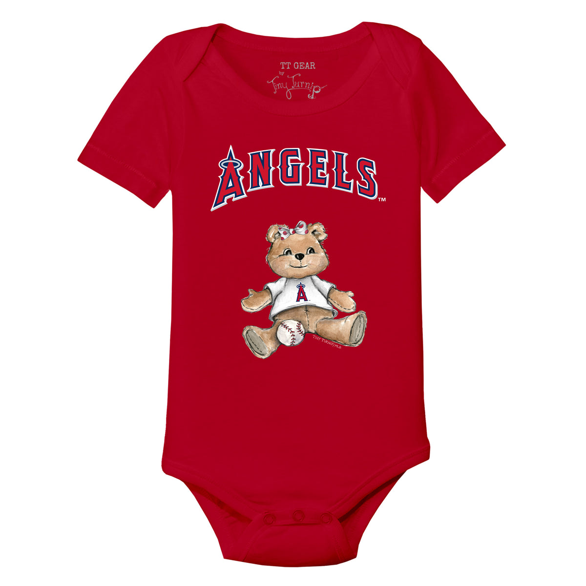 Los Angeles Angels Tiny Turnip Youth Girl Teddy 3/4-Sleeve Raglan T-Shirt -  White/Red