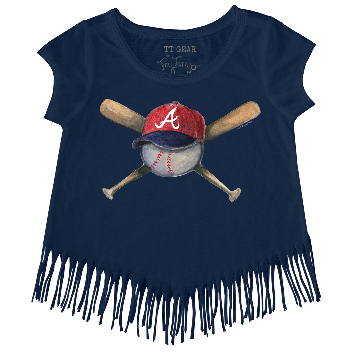 Atlanta Braves Tiny Turnip Youth Hat Crossbats T-Shirt - White