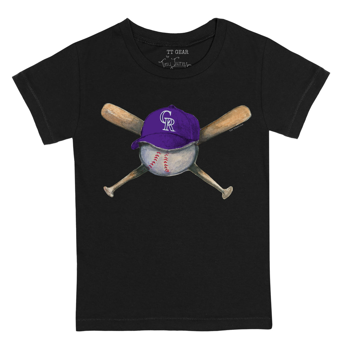 Colorado Rockies Tiny Turnip Women's Hat Crossbats T-Shirt - Black in 2023