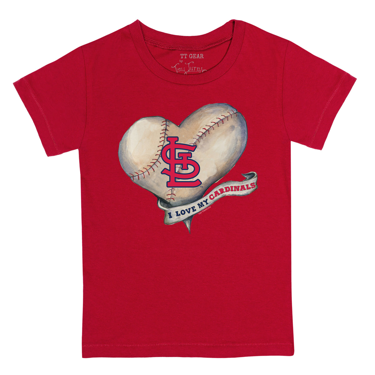 Love St. Louis Cardinals Baseball Logo Hearts T-Shirt - Kingteeshop