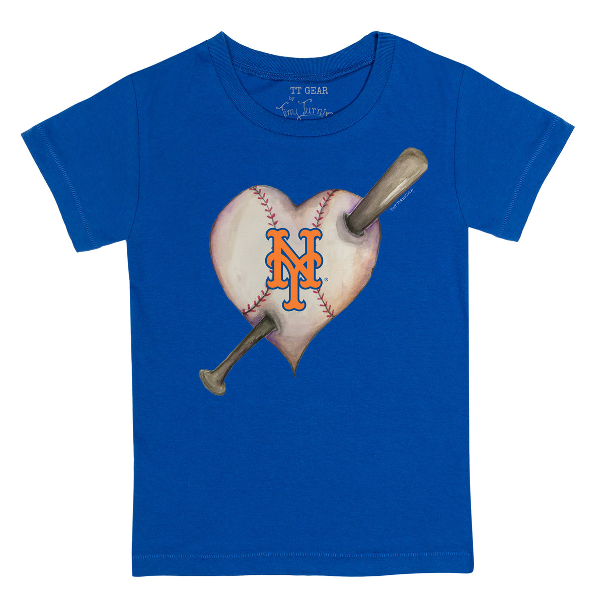 Women's Tiny Turnip Navy New York Yankees Heart Bat T-Shirt Size: Small