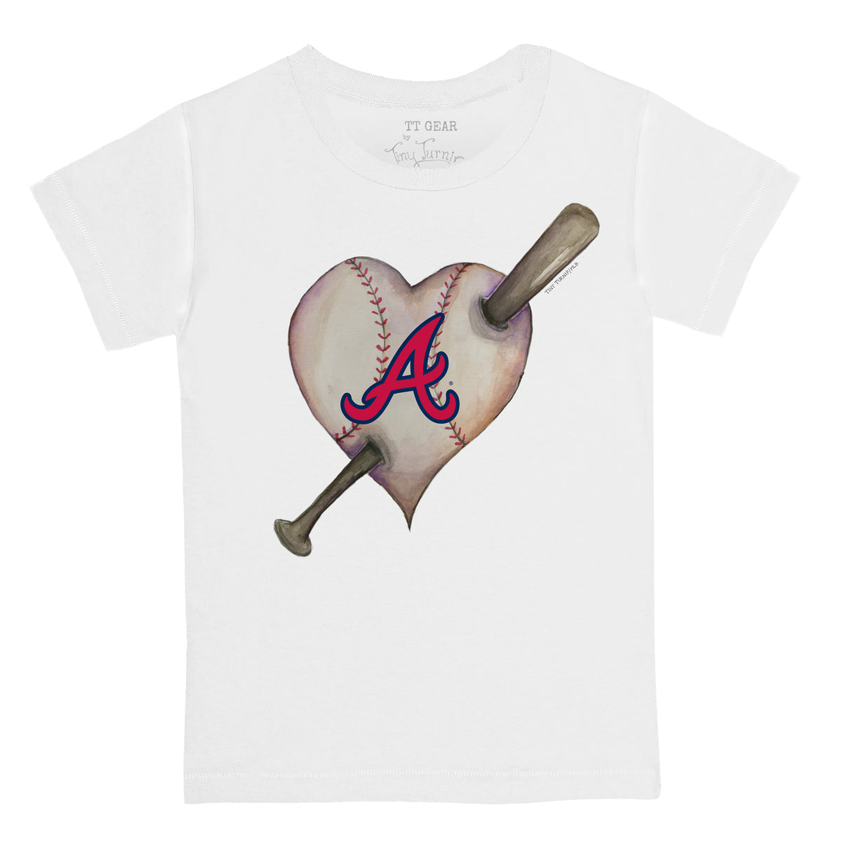 Atlanta Braves Tiny Turnip Women's Baseball Bow T-Shirt - Navy