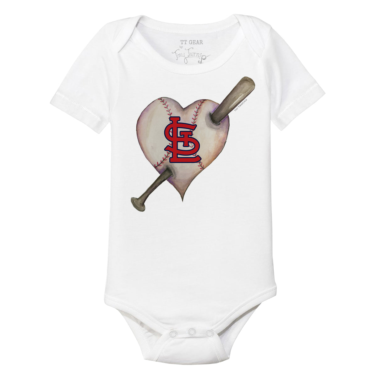 TinyTurnip St. Louis Cardinals Baseball Bow 3/4 Red Sleeve Raglan Youth Large (10-12)