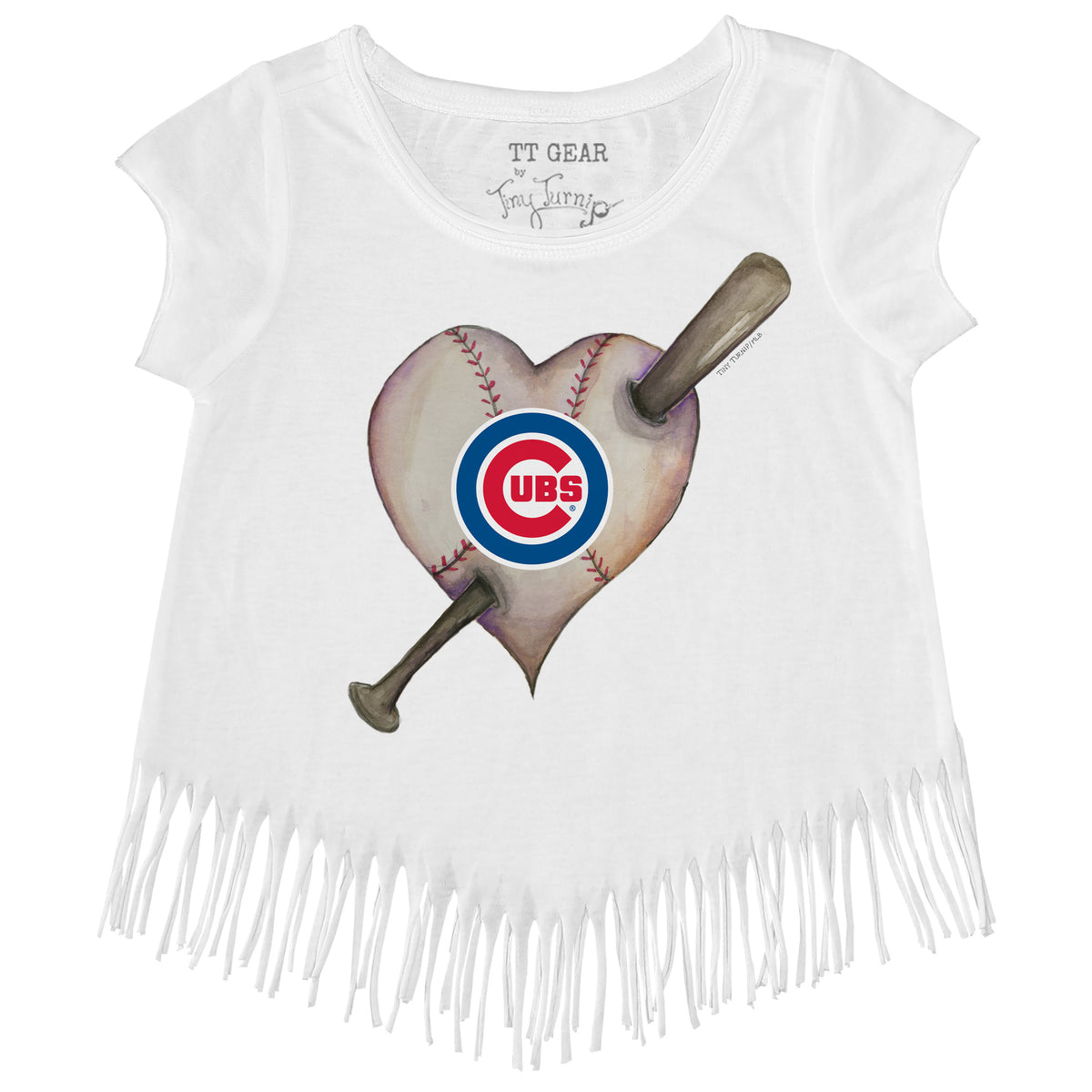 Girls Toddler Tiny Turnip White Boston Red Sox Baseball Tiara Heart Fringe T-Shirt Size: 4T