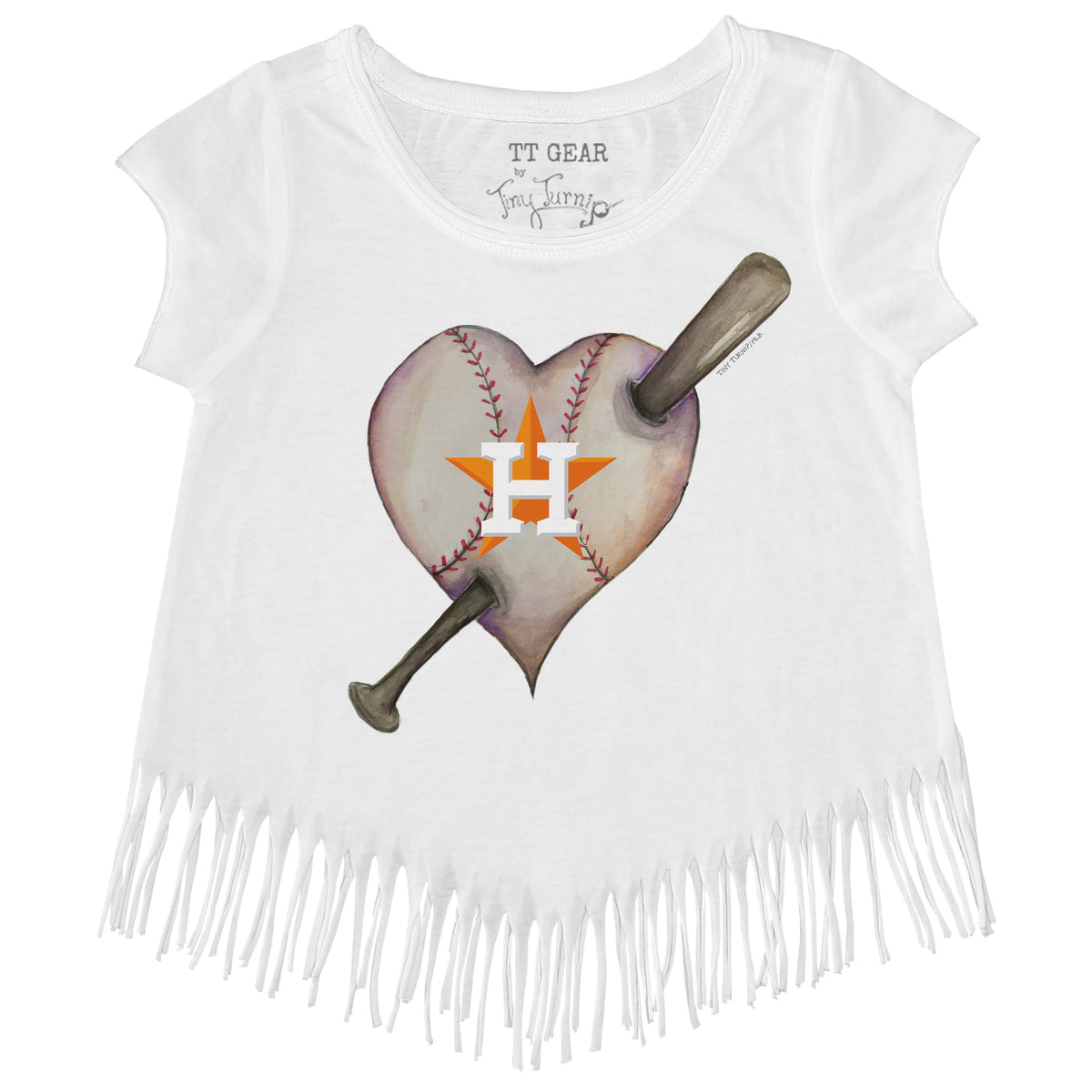 Houston Astros Baseball Heart Banner Fringe Tee 5T / Navy Blue