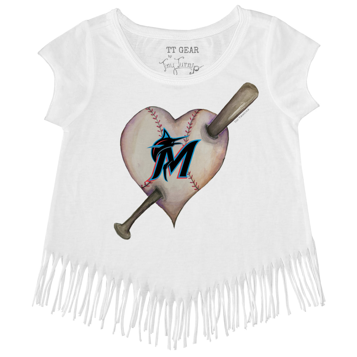 Miami Marlins Baseball Heart Banner Fringe Tee 5T / Black