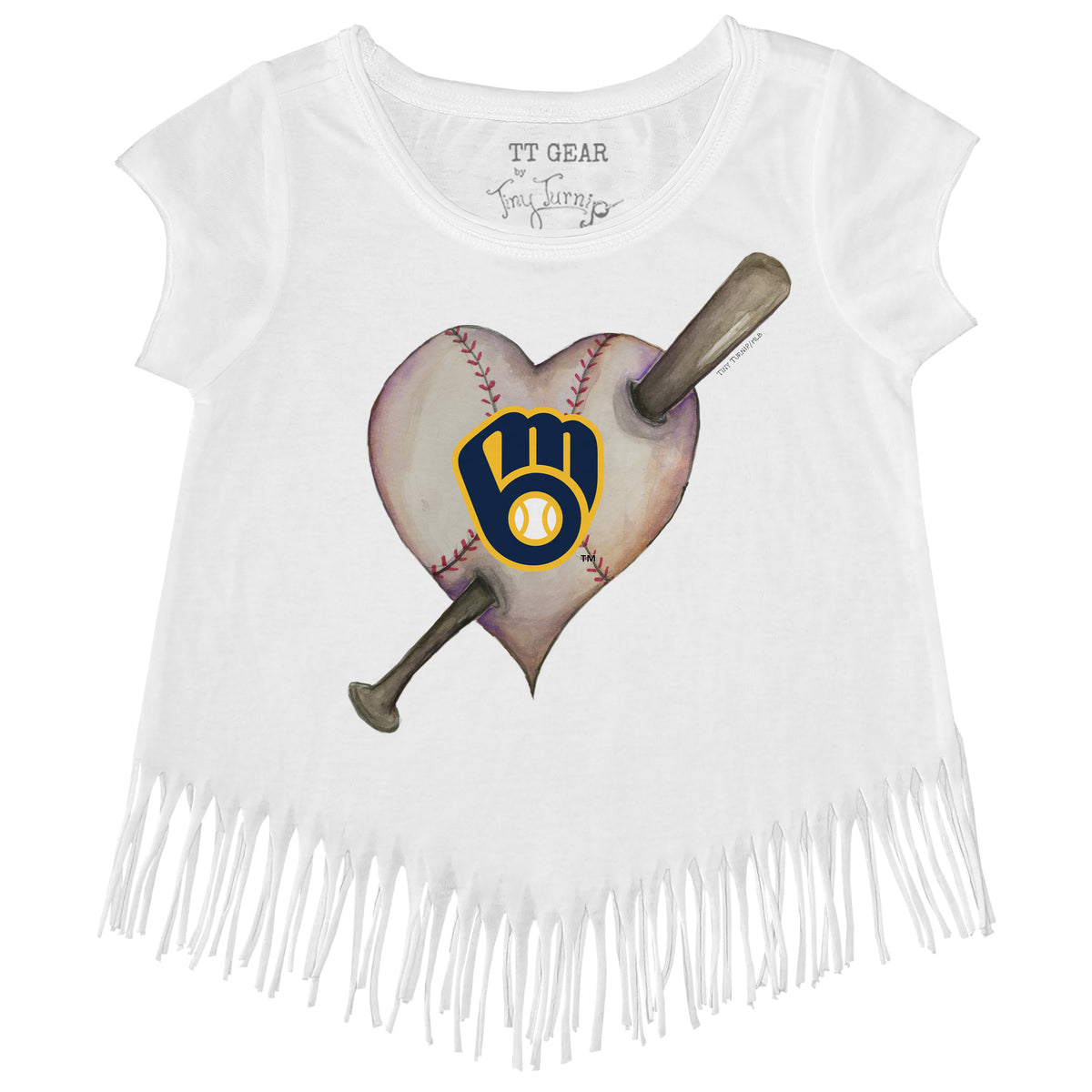 Youth Tiny Turnip White/Navy Milwaukee Brewers Baseball Cross Bats 3/4-Sleeve Raglan T-Shirt Size: Medium