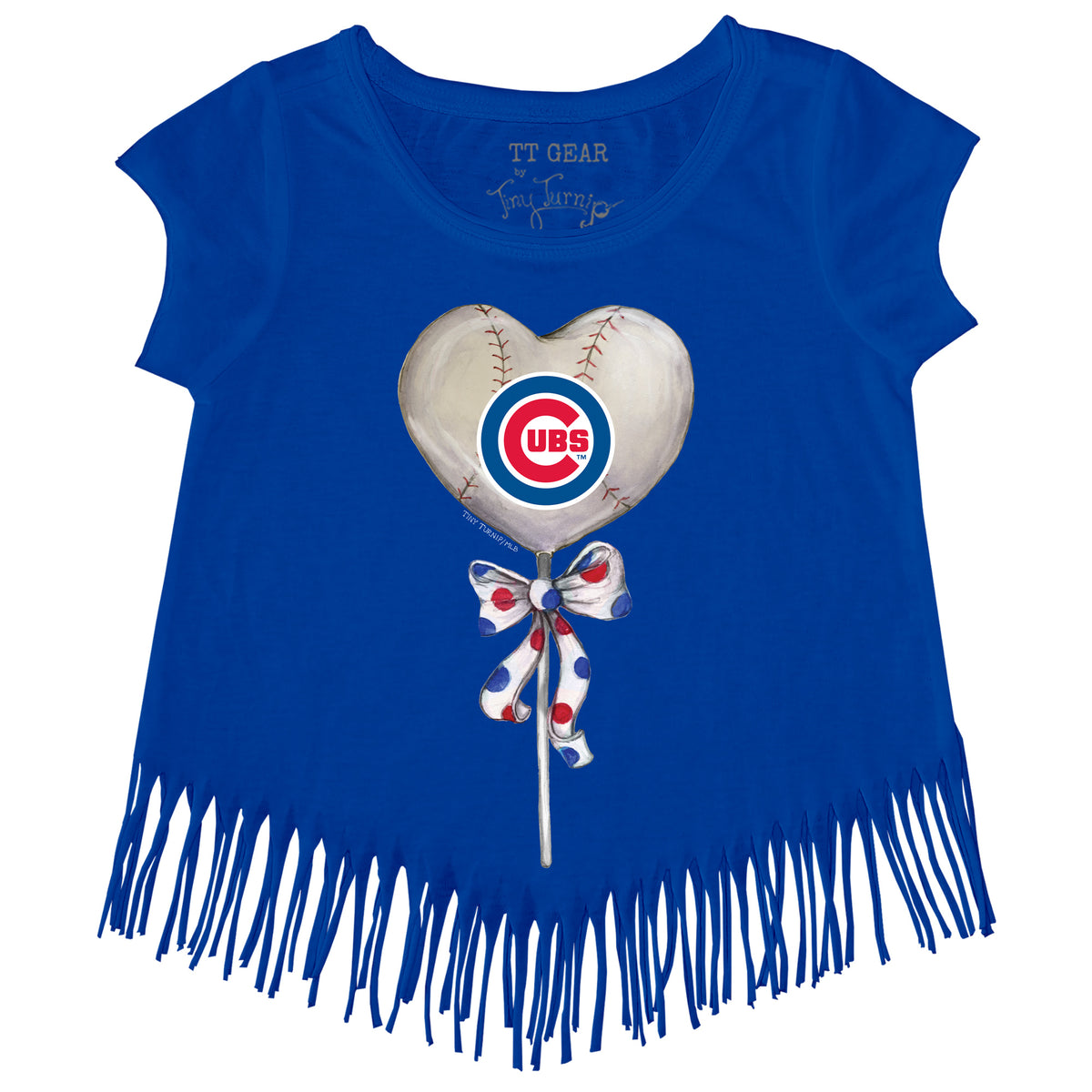Infant Tiny Turnip White Chicago Cubs Heart Banner T-Shirt