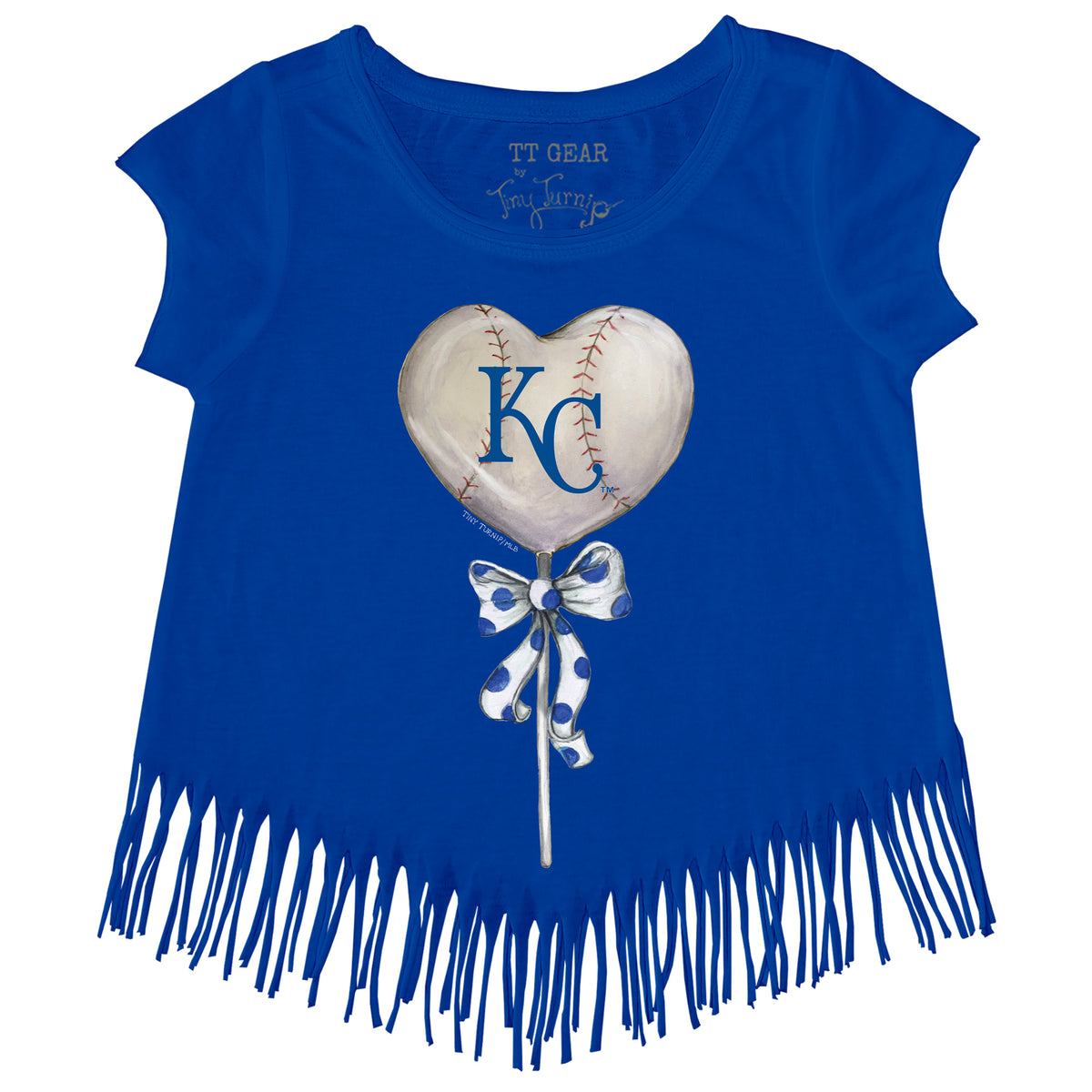 Girls Youth Tiny Turnip White Kansas City Royals Baseball Love Fringe T-Shirt Size: Large