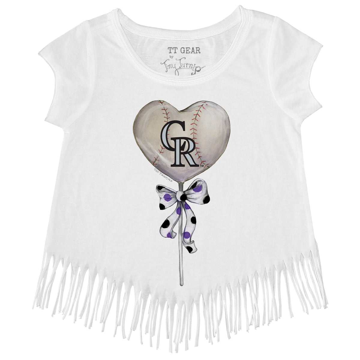 Lids Colorado Rockies Tiny Turnip Girls Youth Baseball Love Fringe T-Shirt  - White