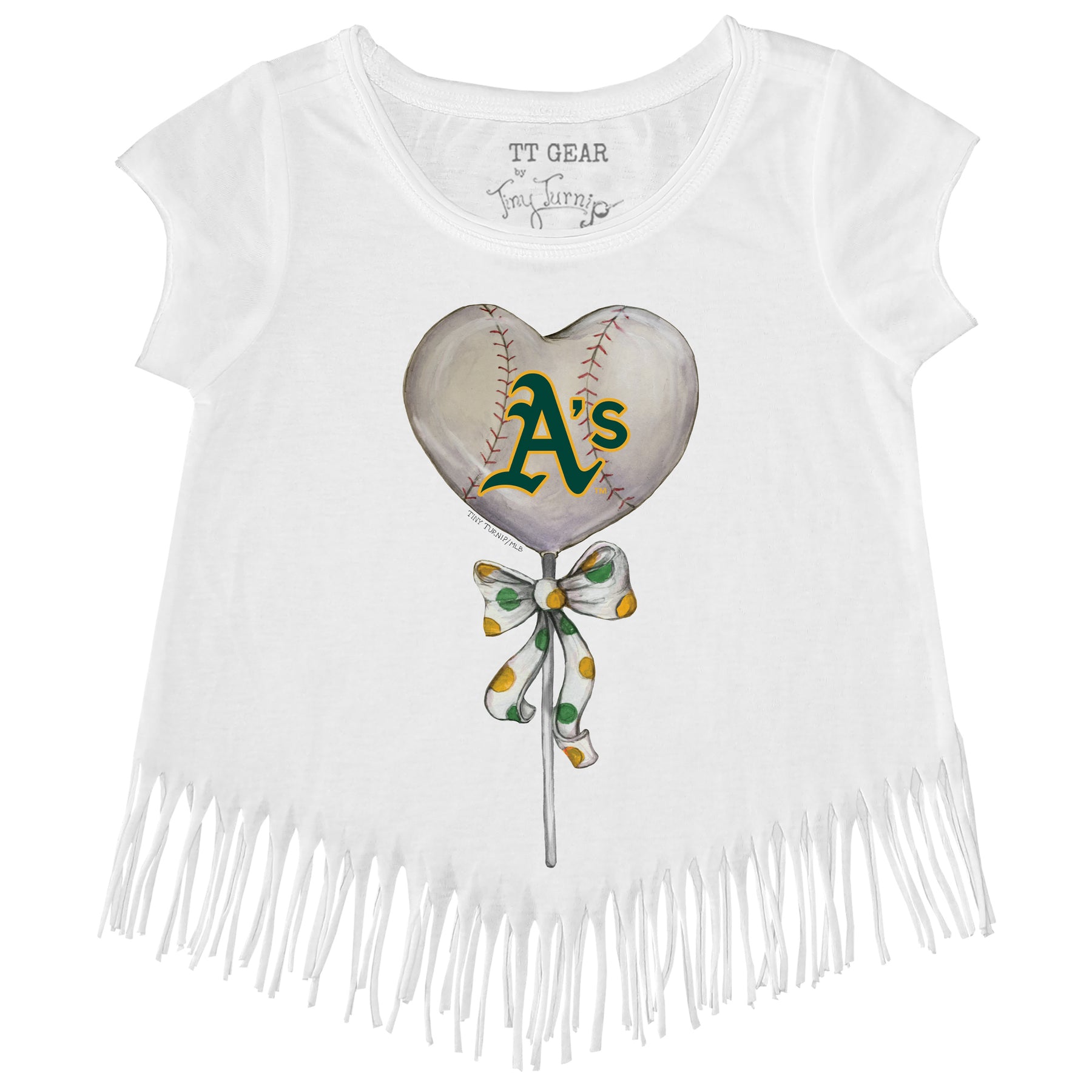 TinyTurnip Oakland Athletics Heart Lolly 3/4 Black Sleeve Raglan Youth Medium (8-10)