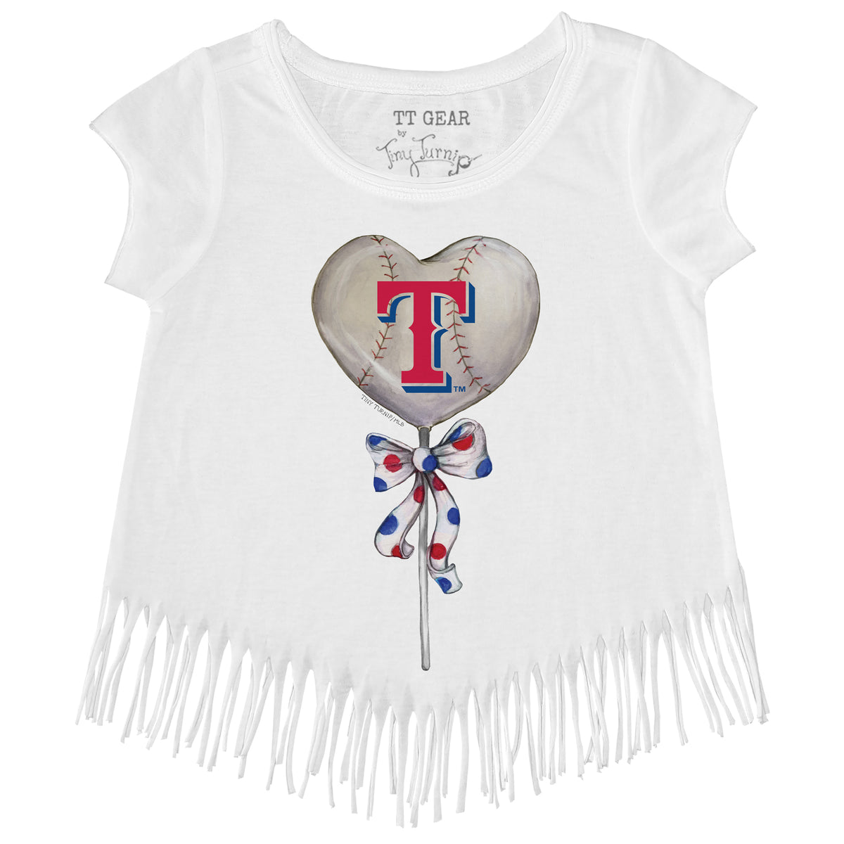 Girls Toddler Tiny Turnip White Houston Astros Heart Bat Fringe T-Shirt Size: 4T