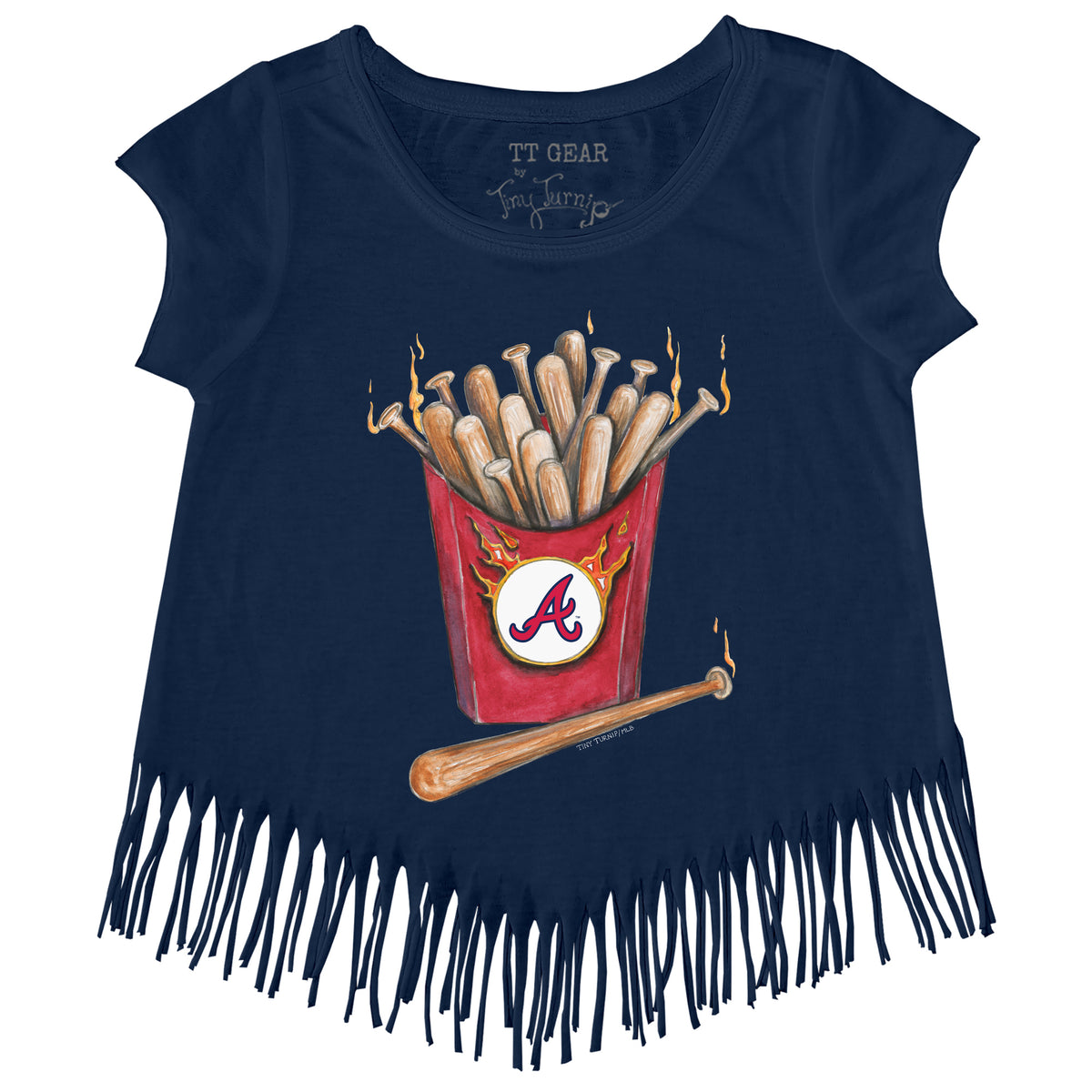 Atlanta Braves Tiny Turnip Toddler Baseball Flag T-Shirt - Navy