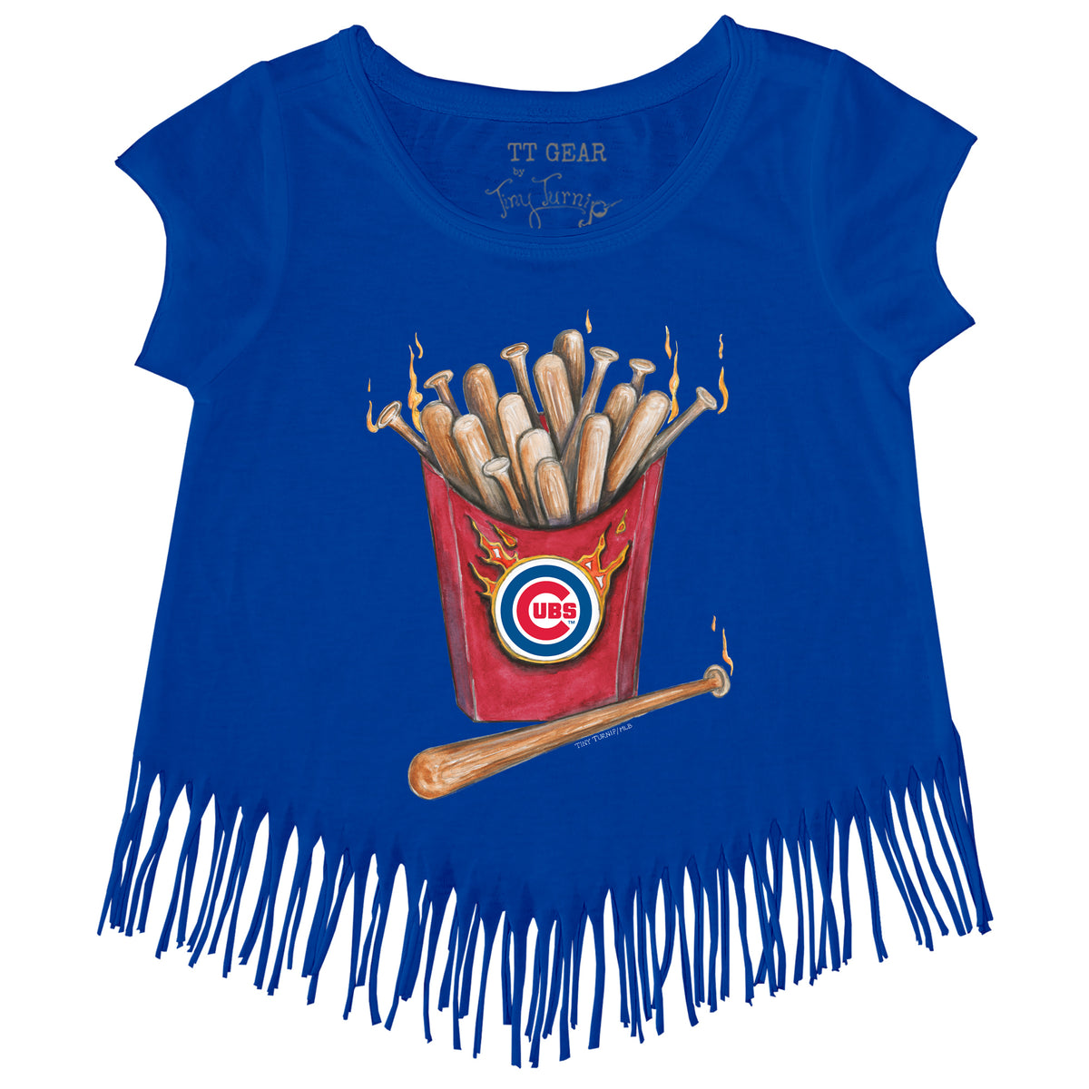 Girls Toddler Tiny Turnip Royal Chicago Cubs Stitched Baseball Fringe T-Shirt Size: 4T