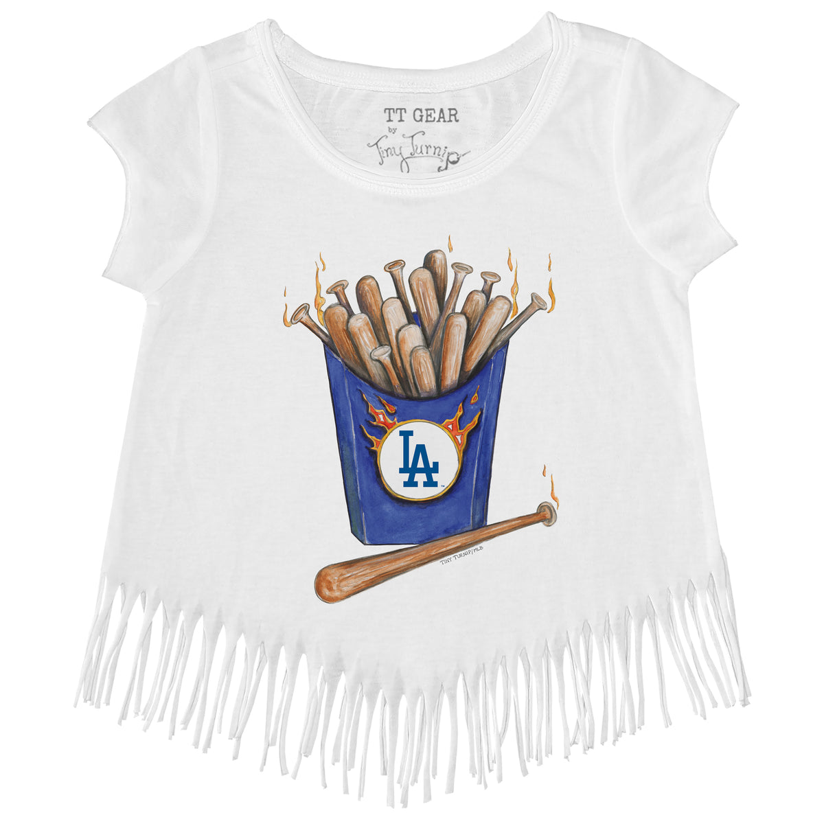 Los Angeles Dodgers Shark Fringe Tee 3T / White