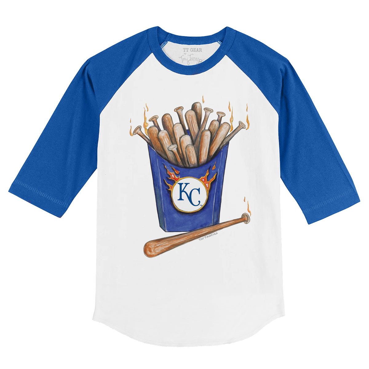 Kansas City Royals Tiny Turnip Youth Stacked 3/4-Sleeve Raglan T