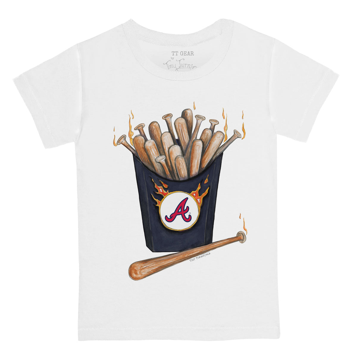 Youth Tiny Turnip Navy Atlanta Braves Baseball Cross Bats T-Shirt Size: Small