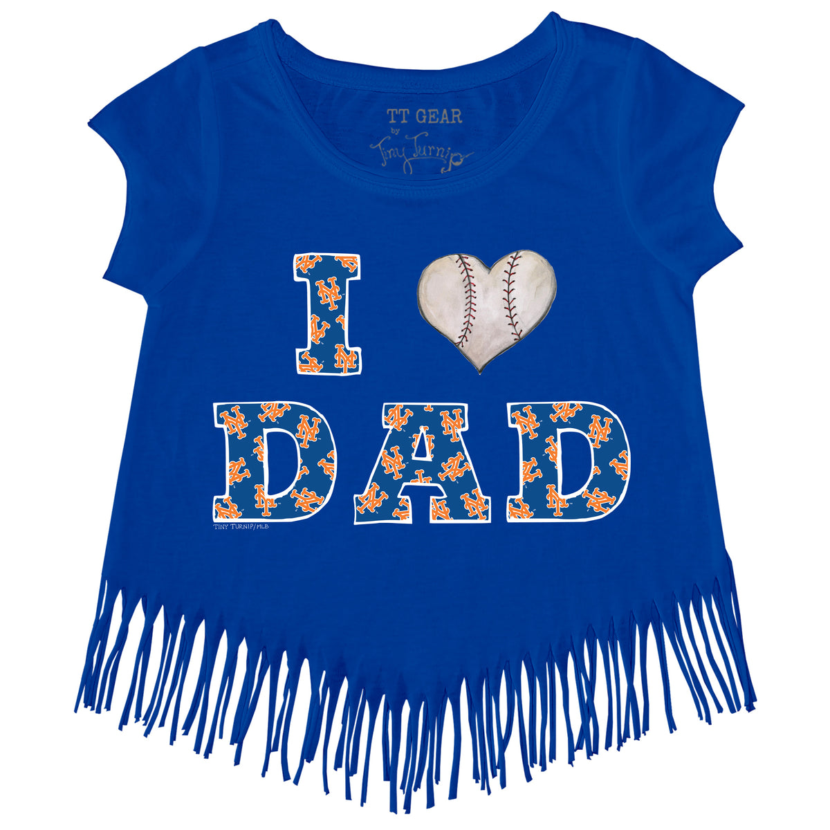 Girls Toddler Tiny Turnip Navy New York Yankees I Love Dad Fringe T-Shirt Size: 2T