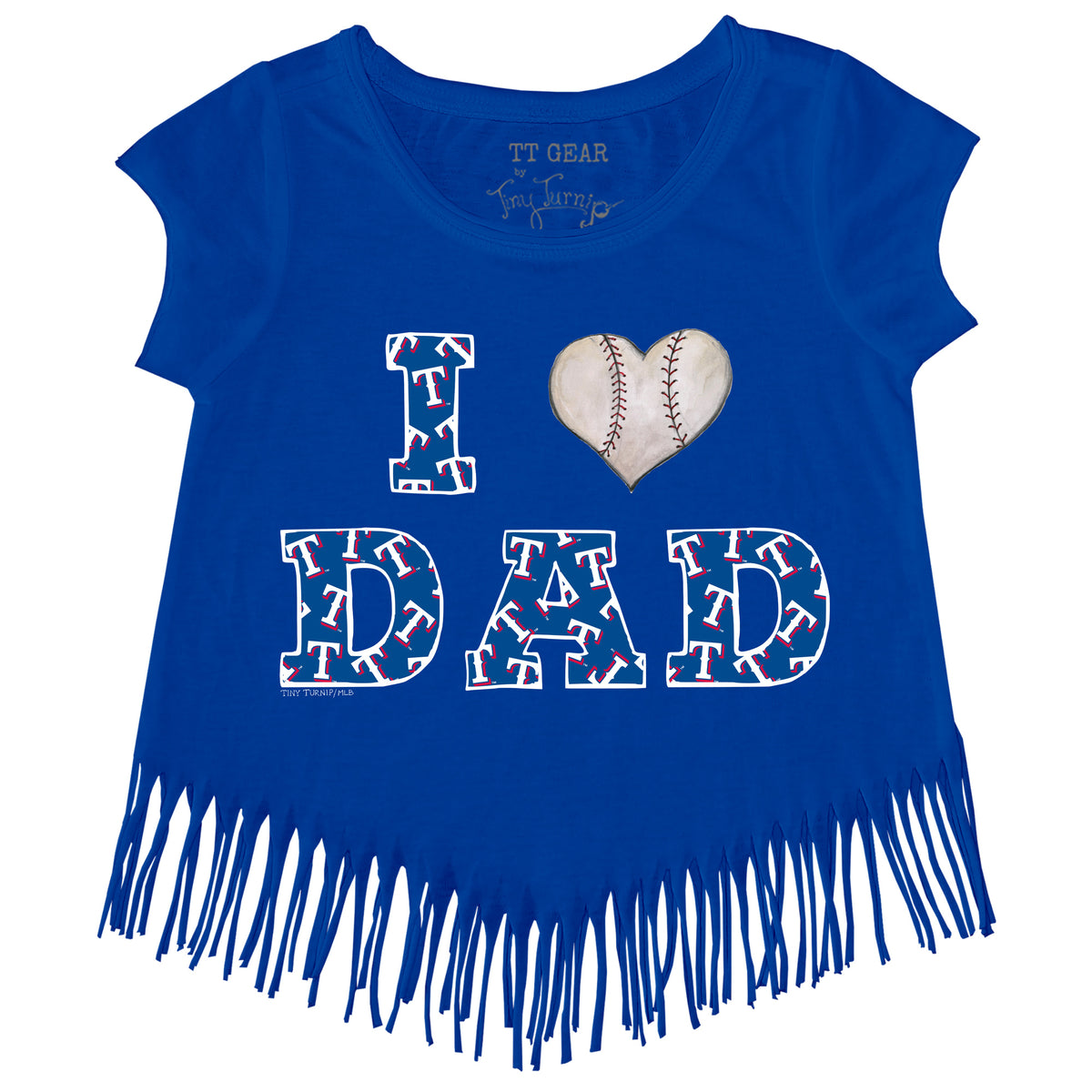 Lids Texas Rangers Tiny Turnip Girls Youth Baseball Cross Bats Fringe T- Shirt - Royal