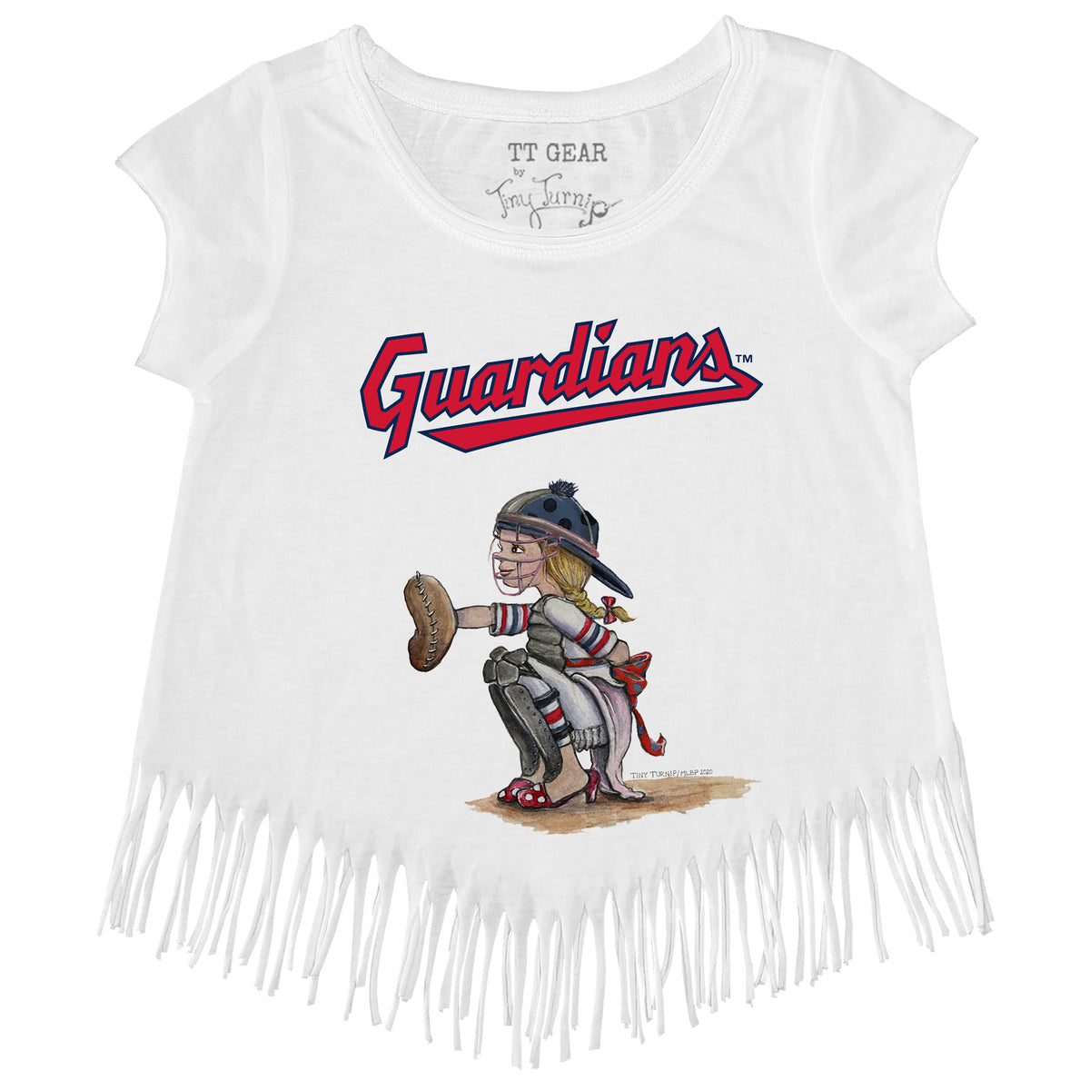 Atlanta Braves Tiny Turnip Toddler Baseball Bow T-Shirt - White